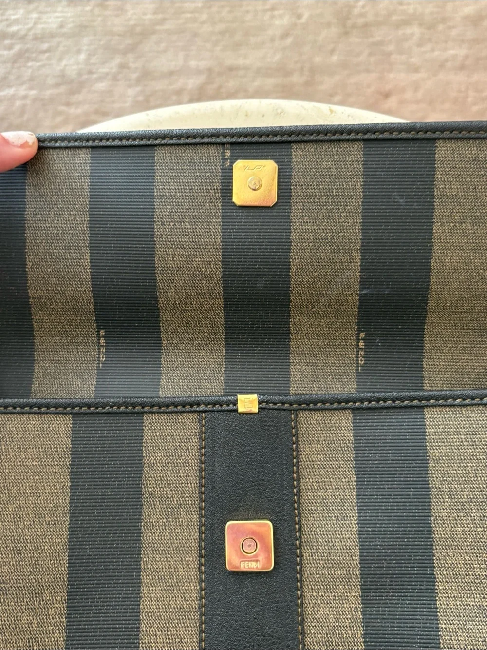 Fendi Striped Pequin Fold-Over Clutch